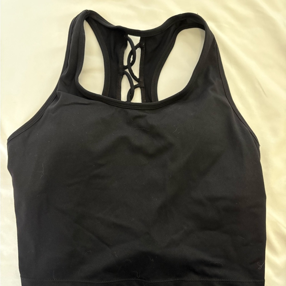 Senita Athletics Black Lace Up Crop Top